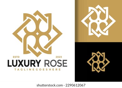 Luxury Rose Line logo vector icon illustration