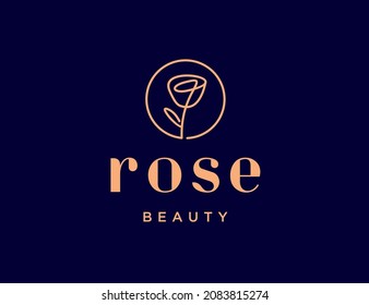 Luxury rose lineart logo template. feminim logo. Flower logo