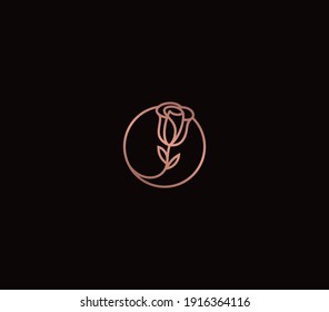 luxury rose logo design with monoline style