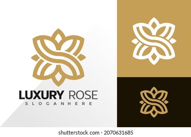 Luxury rose logo vector design. Abstract emblem, designs concept, logos, logotype element for template