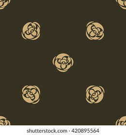 Luxury rose seamless pattern. Golden rose flowers on dark background. Elegant rose pattern print, package design, wrapping, textile. Rose background. Rose graphic. Rose decor. Rose hand drawn