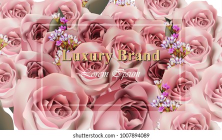 Luxury roses background Vector realistic. Rose and Lavender floral decor bouquet compositions
