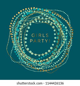 Luxury round boho style element for header, card, invitation, poster, cover and other web and print design. Gold and green shabby celebration motive. stock vector illustration
