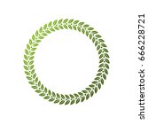 Luxury round frame with empty copy-space, classic heraldic blank circular shape created as springtime design. Retro style label made with green eco leaves, environment conservation theme.