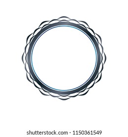 Luxury round frame with empty copy-space, classic heraldic blank circular shape created with undulate stripes and curves. Retro style label, decorative mirror border.