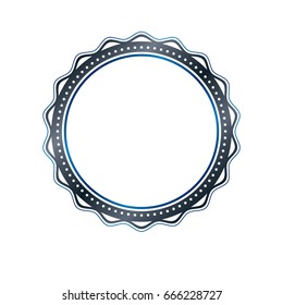 Luxury round frame with empty copy-space, classic heraldic blank circular shape created with undulate stripes and curves. Retro style label, decorative seal.