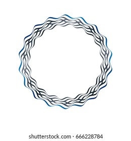 Luxury round frame with empty copy-space, classic heraldic blank circular shape created with undulate stripes and curves. Retro style label, decorative seal.