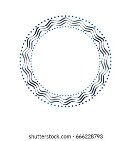Luxury round frame with empty copy-space, classic heraldic blank circular shape created with undulate stripes and curves. Retro style label, decorative seal.
