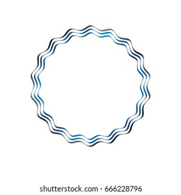 Luxury round frame with empty copy-space, classic heraldic blank circular shape created with undulate stripes and curves. Retro style label, decorative seal.