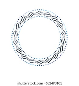 Luxury round frame with empty copy-space, classic heraldic blank circular shape created with undulate stripes and curves. Retro style label, decorative seal.