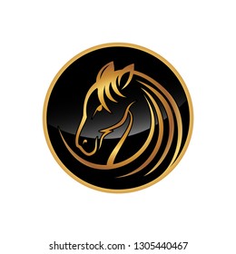 Luxury round head horse icon illustration vector with color gold and black. Vector illustration EPS.8 EPS.10