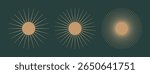 Luxury round sun frames with halftone, gradient circle. Vintage bohemian sunburst, dotted radiah rays, beans vector illustrations for logo, design.