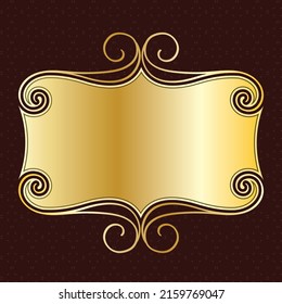 luxury royal banner label antique ornamental golden decorative slab frame border