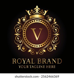 Luxury Royal Brand Logo V Design for Premium Businesses and Elegant Branding  
