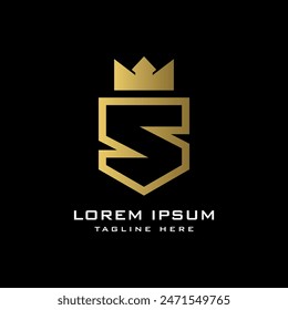 Luxury Royal Creative Letter S Logo design with crown mark modern minimal concept