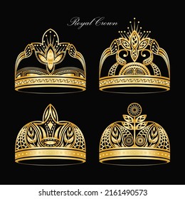 Luxury royal golden crown vector illustrations