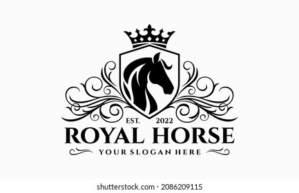 Luxury royal horse logo design vector template