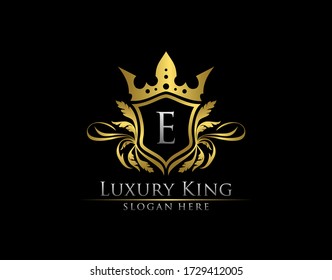 Carta Real de Lujo King E, planilla del logotipo de oro heráldico.