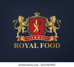 A luxury royal logo for a food brand should exude elegance and sophistication, incorporating elements like a regal crown or ornate embellishments to signify high quality. For food graphic design ideas