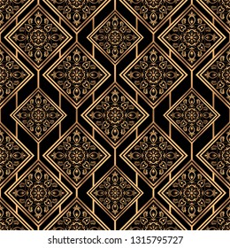 Luxury royal pattern seamless vector. Golden arabesque tile background. Arabic border design for beauty spa, wedding party, yoga wallpaper, gift packaging, wrapping paper, backdrop.