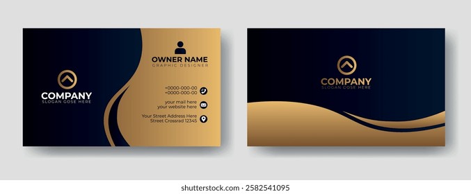 Luxury and Royal, Premium Business Card Design. Golden Gradient Visiting Card Template