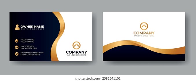 Luxury and Royal, Premium Business Card Design. Golden Gradient Visiting Card Template