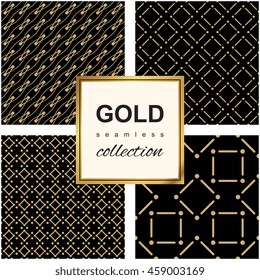 Luxury royal seamless pattern collection. Golden geometrical lines background set. Elegant illustration for print, package design, wrapping, textile