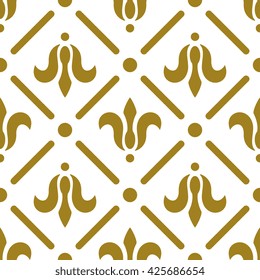 Luxury royal seamless pattern. Golden flowers on white background. Elegant vector illustration for print, package design, wrapping, textile