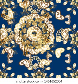 Luxury, royal and Victorian concept. Golden pattern on colors with golden elements. Ornate decoration. Vector vintage baroque floral pattern in gold.