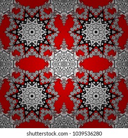 Luxury, royal and Victorian concept. Ornate decoration. Colorful pattern on a white, red and black colors with colorful elements. Vector vintage baroque floral seamless pattern in colorfil.