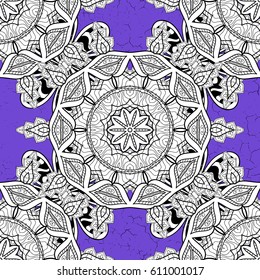 Luxury, royal and Victorian concept. Ornate vector decoration. White element on violet background. 