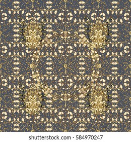 Luxury, royal and Victorian concept. Vector vintage baroque floral pattern in gold. Ornate decoration. Golden pattern on gray background with golden elements.