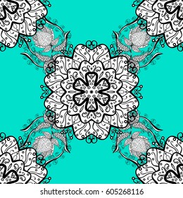 Luxury, royal and Victorian concept. Vector vintage baroque floral seamless pattern in white. Ornate decoration. White pattern on a blue background with white elements.