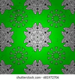Luxury, royal and Victorian concept. Vintage baroque floral pattern in over green and white. Ornate vector decoration. Element on green and white background.