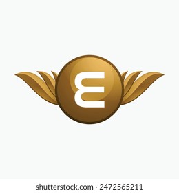 Luxury royal wing Letter E crest Gold color, Victory logo, crest logo, wing logo, vector logo template