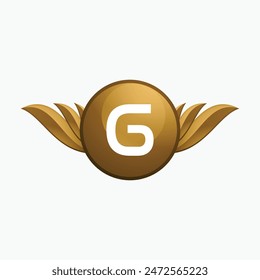 Luxury royal wing Letter G crest Gold color, Victory logo, crest logo, wing logo, vector logo template