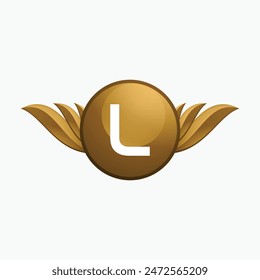 Luxury royal wing Letter L crest Gold color, Victory logo, crest logo, wing logo, vector logo template