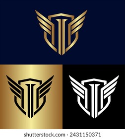 Luxury royal wing Letter M crest Gold color, Victory logo, crest logo, wing logo, vector logo template