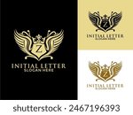 Luxury royal wing Letter Z Logo vector, Luxury wing crown emblem alphabets logo design template