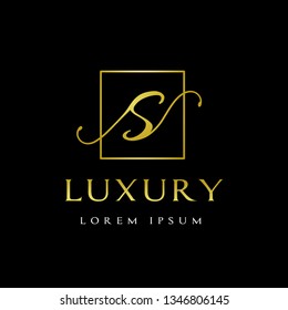 Luxury S Letter vector  template logo. This font with gold and beautiful design, suitable for jewelry, cosmetic and brand.  
