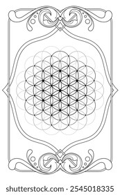 Ilustração estilo art nouveau de geometria sagrada de luxo. Projeto de convés de tarô. Arte romântica vetorial esotérica.