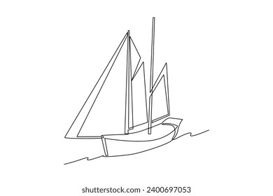 Luxury Sailing ship. Sailor work life minimalist concept.