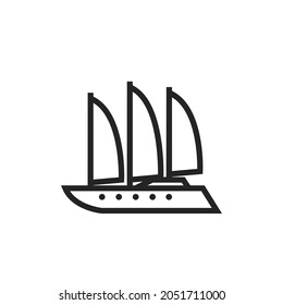 luxury sailing superyacht line icon. sea cruise transport. isolated vector image