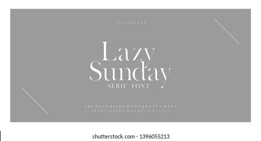 Luxury Sans Serif Alphabet Letters Font And Number. Classic Lettering Minimal Fashion Designs. Typography Simple Fonts Uppercase And Lowercase. Vector Illustration