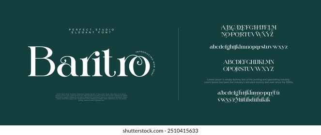 Luxury sans serif alphabet letters font and number. Classic Lettering Minimal Fashion Designs.