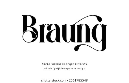 Luxury sans serif alphabet letters font and number. Classic Lettering Minimal Fashion Designs. Typography decorative wedding fonts and logo. vector illustration
