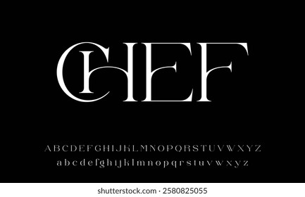 Luxury sans serif alphabet letters font and number. Classic Lettering Minimal Fashion Designs. Typography decorative wedding fonts and logo. vector illustration