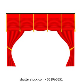Luxury scarlet red silk velvet curtains and draperies interior decoration design ideas realistic icons collection isolated vector illustration