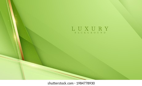 Luxury scene green color pastel. Golden curve lines sparkle with free space for paste promotional text. Elegant paper cut style background. Vector illustration for design.