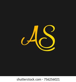 luxury script signature letter AS designed in vector.